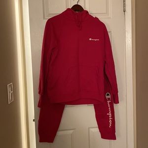 A deep raspberry champion jogging suit